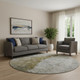 8' Brown Ivory And Gray Abstract Washable Round Rug With UV Protection