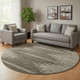 8' Coffee And Ivory Abstract Washable Round Rug With UV Protection