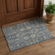 3' X 5' Navy Blue Beige And Charcoal Oriental Washable Area Rug With UV Protection