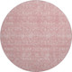 8' Blush And Ivory Floral Washable Round Rug With UV Protection
