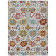 3' X 5' Ivory Gold And Pink Damask Washable Indoor Outdoor Area Rug