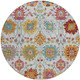 8' Ivory Gold And Pink Round Damask Washable Indoor Outdoor Area Rug