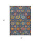 5' X 8' Navy Blue Gold And Pink Damask Washable Indoor Outdoor Area Rug