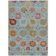 3' X 5' Sky Blue Gold And Pink Damask Washable Indoor Outdoor Area Rug