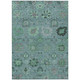 3' X 5' Teal Blue And Gray Damask Washable Indoor Outdoor Area Rug