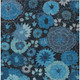 5' X 8' Blue And Black Floral Washable Indoor Outdoor Area Rug