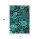 10' X 14' Teal Blue And Black Floral Washable Indoor Outdoor Area Rug
