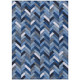 5' X 8' Blue And Ivory Geometric Washable Indoor Outdoor Area Rug