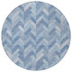 8' Sky Blue And Silver Round Geometric Washable Indoor Outdoor Area Rug