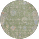 8' Artichoke Green And Gray Round Floral Washable Indoor Outdoor Area Rug