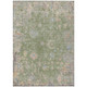 10' X 14' Artichoke Green And Gray Floral Washable Indoor Outdoor Area Rug