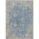 9' X 12' Blue And Gold Floral Washable Indoor Outdoor Area Rug