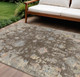 10' X 14' Chocolate And Beige Floral Washable Indoor Outdoor Area Rug