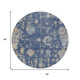 8' Navy Blue Gray And Beige Round Floral Washable Indoor Outdoor Area Rug