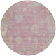 8' Pink Beige And Gray Round Floral Washable Indoor Outdoor Area Rug