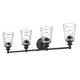 9" Black And Clear Metal and Glass Vanity Flush Mounted Sconce