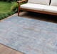 9' X 12' Blue And Blush Abstract Washable Indoor Outdoor Area Rug