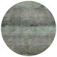 8' Artichoke Green And Gray Round Abstract Washable Indoor Outdoor Area Rug
