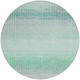 8' Turquoise Ivory And Gray Round Striped Washable Indoor Outdoor Area Rug
