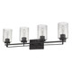 10" Black And Clear Metal and Glass Vanity Flush Mounted Sconce