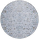 8' Sky Blue And Ivory Round Medallion Washable Indoor Outdoor Area Rug