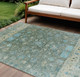 10' X 14' Sage Teal Blue And Beige Tribal Washable Indoor Outdoor Area Rug