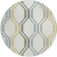 8' Ivory Gray And Wheat Round Geometric Washable Indoor Outdoor Area Rug