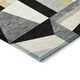 8' Black Wheat And Ivory Round Geometric Washable Indoor Outdoor Area Rug