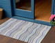 3' X 5' Lavender Tan And Ivory Striped Washable Indoor Outdoor Area Rug