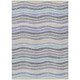 10' X 14' Lavender Tan And Ivory Striped Washable Indoor Outdoor Area Rug
