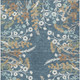 9' X 12' Denim Blue Brown And Beige Floral Washable Indoor Outdoor Area Rug