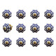 Set of Twelve Blue White And Copper Floral Ceramic Drawer Pull Knobs