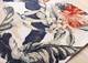 8' X 11' Cream Brick Red And Green Botanical Leaves Area Rug