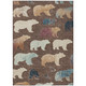 9' X 12' Chocolate Ivory And Blue Bear Washable Indoor Outdoor Area Rug