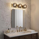 9" Smoky Black And Brass Metal Vanity Flush Mounted Sconce
