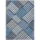 10' X 14' Navy Blue Ivory And Pewter Geometric Washable Indoor Outdoor Area Rug