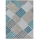 10' X 14' Teal Blue Wheat And Gray Geometric Washable Indoor Outdoor Area Rug