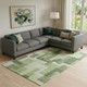 8' X 10' Green And Ivory Abstract Geometric Washable Area Rug With UV Protection