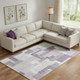 8' X 10' Lavender And Ivory Abstract Geometric Washable Area Rug With UV Protection