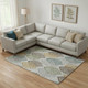 10' X 14' Gray Teal And Gold Floral Washable Area Rug With UV Protection