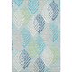 5' X 8' Teal Ivory And Green Floral Washable Area Rug With UV Protection