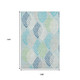 9' X 12' Teal Ivory And Green Floral Washable Area Rug With UV Protection