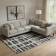10' X 14' Black And Silver Striped Washable Area Rug With UV Protection
