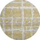 8' Gold Ivory And Gray Striped Washable Round Rug With UV Protection