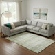 10' X 14' Artichoke Green And Ivory Abstract Washable Area Rug With UV Protection
