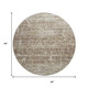 8' Brown And Beige Abstract Washable Round Rug With UV Protection