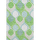 3' X 5' Lime Green Blue And Ivory Ogee Washable Area Rug With UV Protection