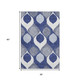 3' X 5' Navy Blue Ivory And Gray Ogee Washable Area Rug With UV Protection