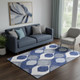 5' X 8' Navy Blue Ivory And Gray Ogee Washable Area Rug With UV Protection