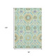 8' X 10' Mint Green Blue And Beige Floral Washable Area Rug With UV Protection